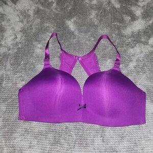 Cacique Simply Wire Free Plunge Bra, 40DD, Fuschia,  Lace Accent, Wide Back Band